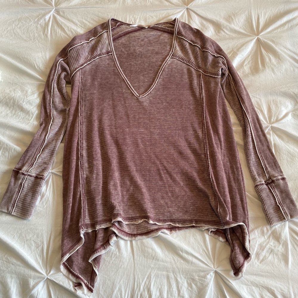 Distressed mauve FREE PEOPLE thermal sweater